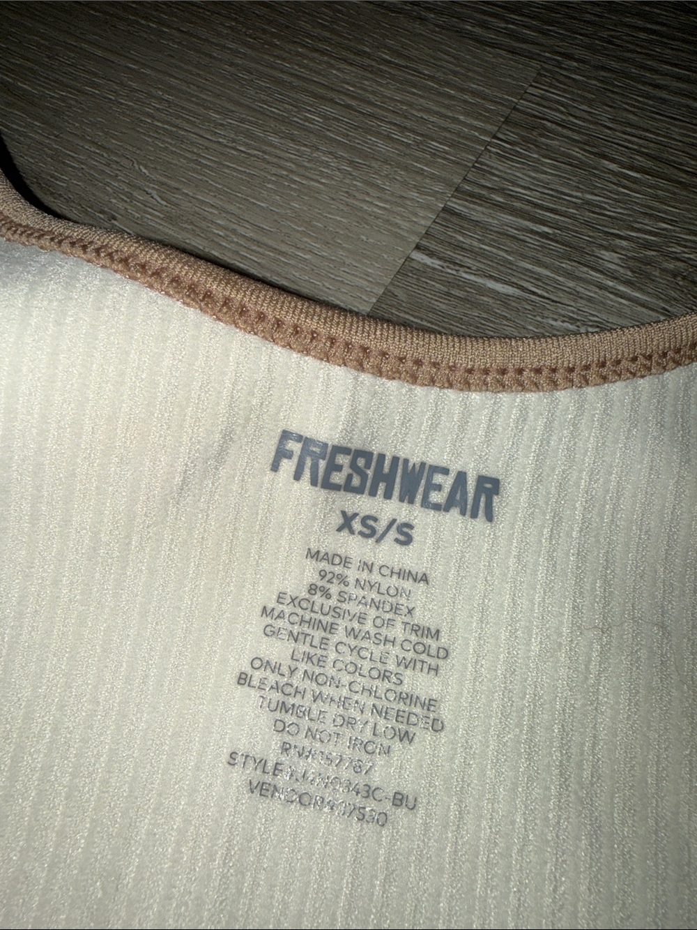 Cream Ribbed V-Neck Tank with Tan Trim - Women - Picture 3 of 3